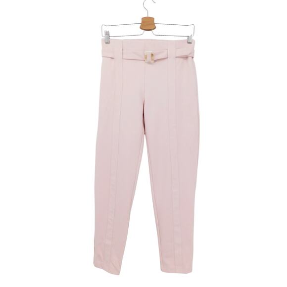 Betabrand‎ Women’s Pink Belted Straight Leg High Rise Cropped Pants Size Medium - Picture 1 of 5